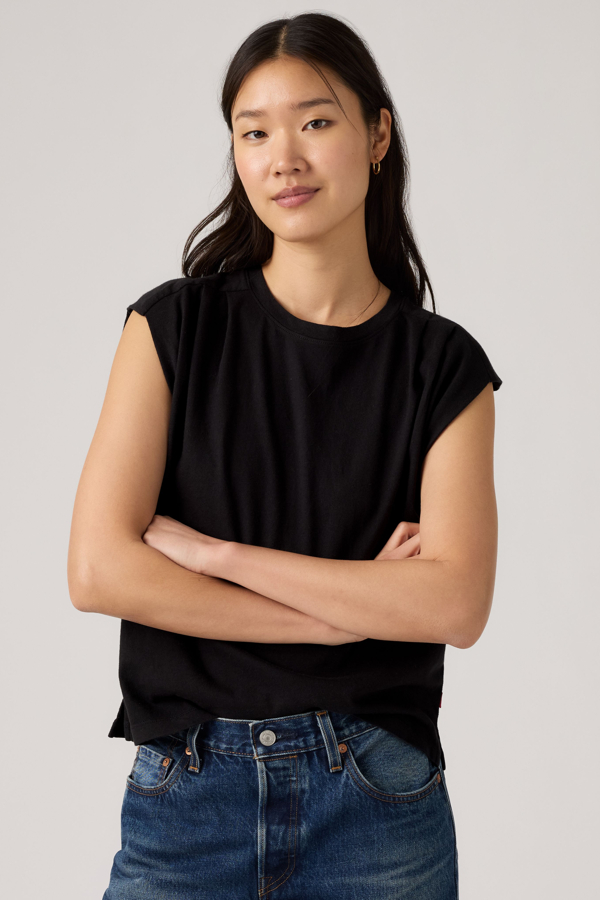 Camiseta de tirantes Pleated Muscle - Mujer - L - Negro / Anthracite Night