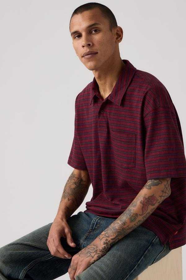 Polo Finn Boxy Pocket - Hombre - 2XL - Negro / Hardaker Stripe Jet Black