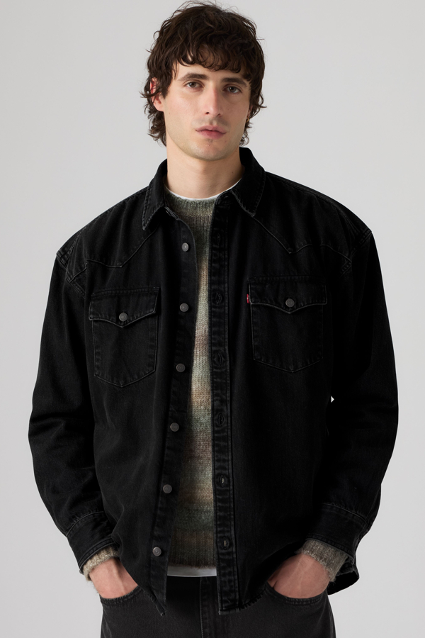 Denamore Western Overshirt - Hombre - 2XL - Negro / Spades Black Stonewash