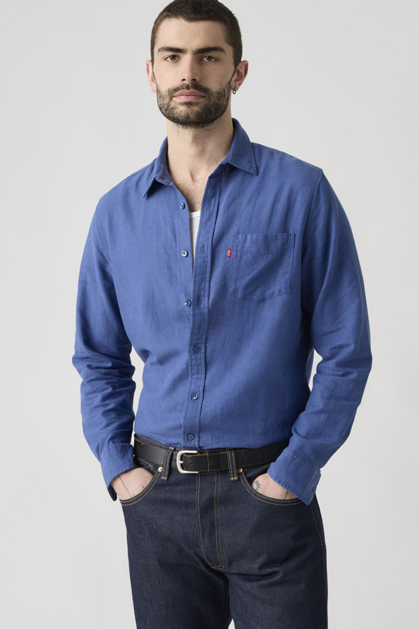 Camisa Sunset Pocket - Hombre - 2XL - Azul / Sunshine Blue Cotton Linen