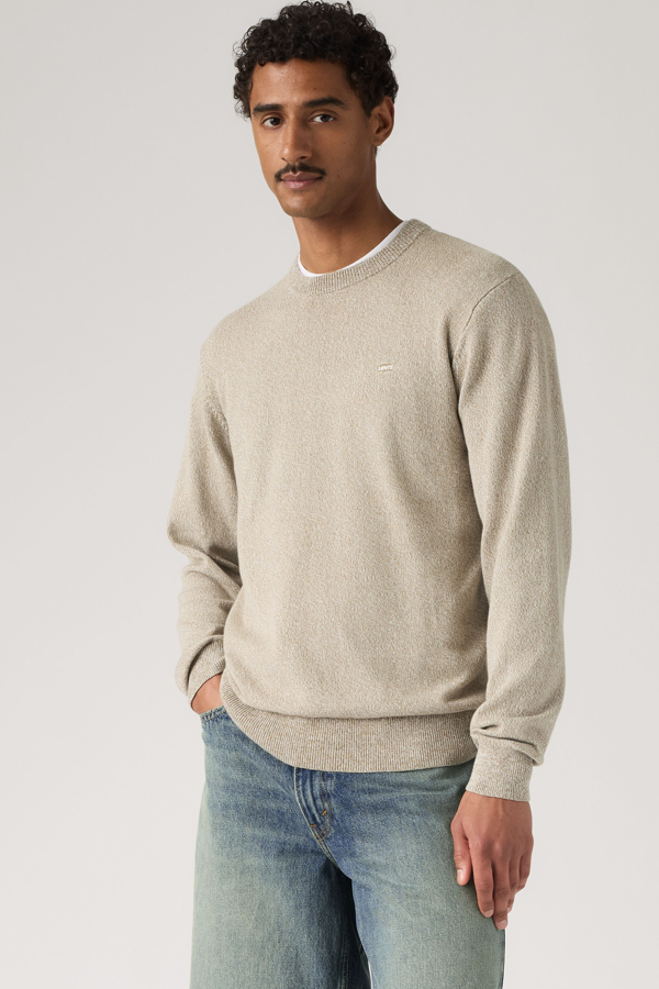 Lightweight Housemark Sweater - Hombre - 2XL - Beige / Pre Twist Marl Brindle / Egret