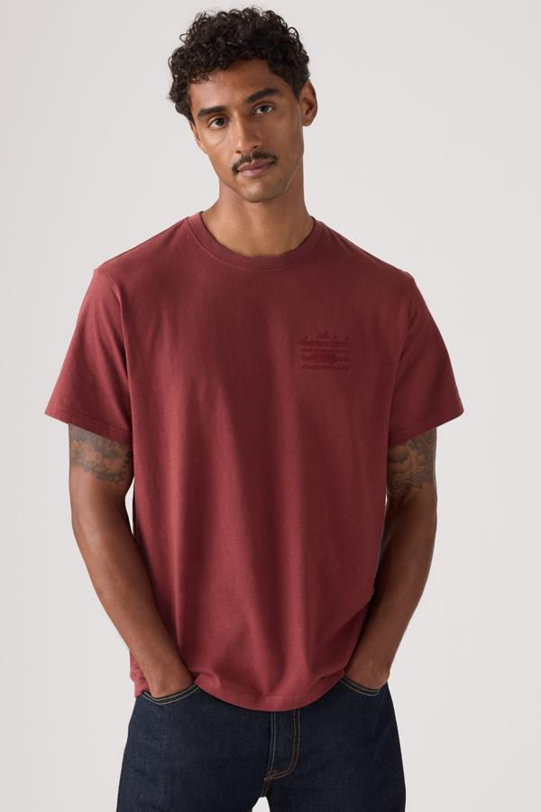 Camiseta estampada con fit holgado - Hombre - S - Rojo / Oxblood Red