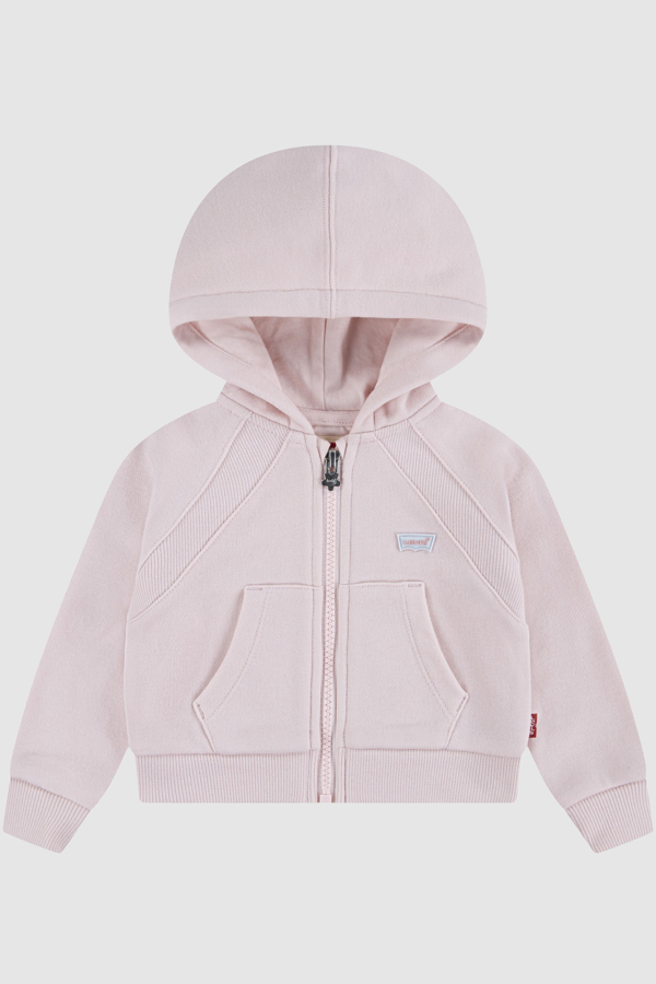 Baby Ribbed Raglan Full Zip Hoodie - Chicas - 12M - Rosa / Crystal Pink
