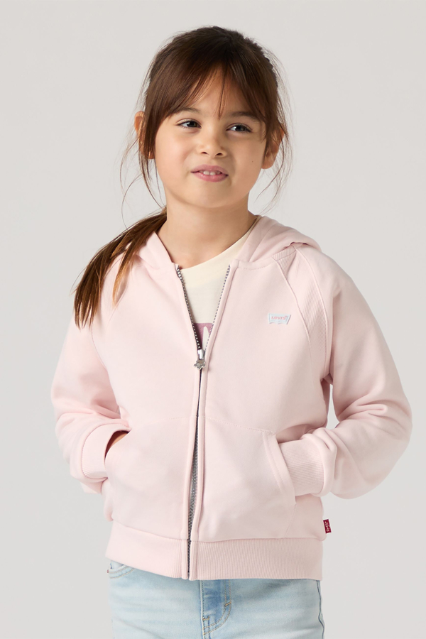 Kids Ribbed Raglan Full Zip Hoodie - Chicas - 8A - Rosa / Crystal Pink