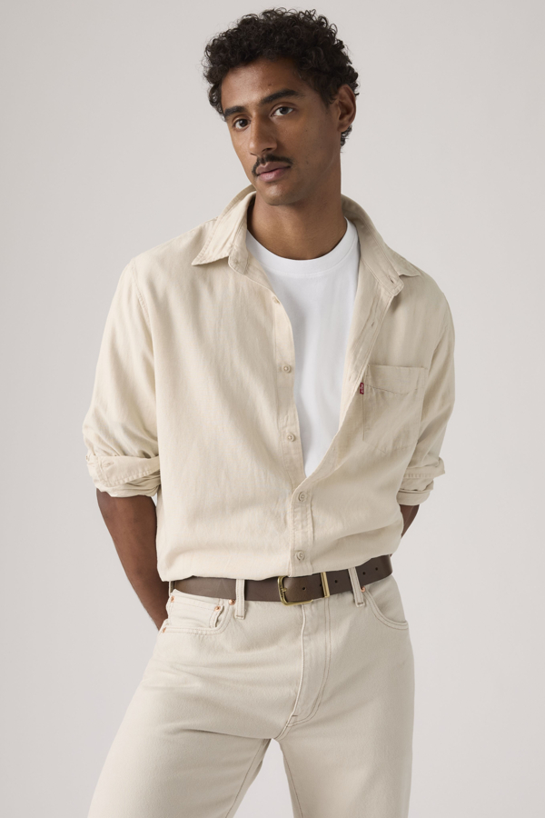 Camisa Sunset Pocket - Hombre - 2XL - Crema / Pumice Stone Cotton Linen