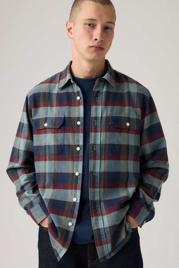 Classic Worker Overshirt - Hombre - L - Multicolor / Medina Plaid Nightfall Navy
