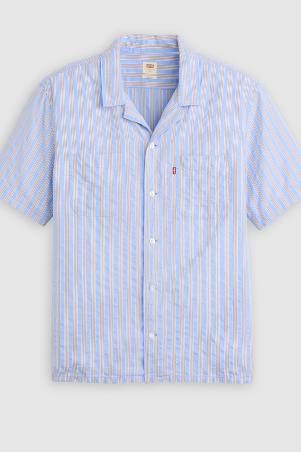 Camisa Camp clásica de manga corta - Hombre - S - Azul / Jay Stripe Allure