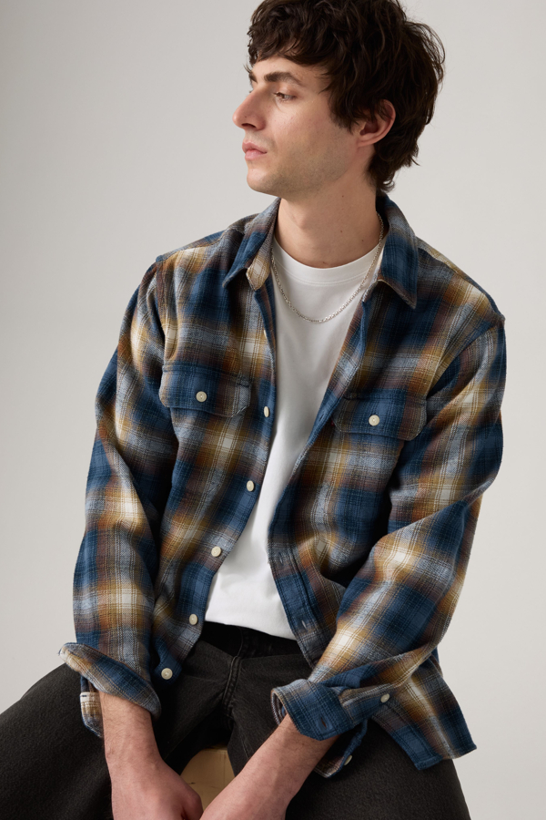 Sobrecamisa Jackson Worker - Hombre - 2XL - Azul / Warwick Plaid Vintage Indigo Flannel