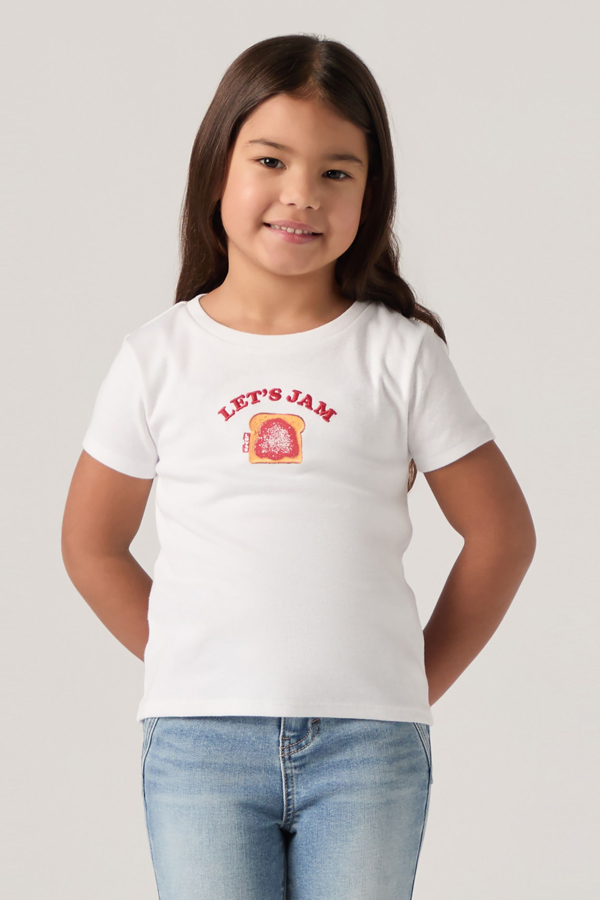 Kids Ribbed Jam Tee - Chicas - 3A - Blanco / Bright White