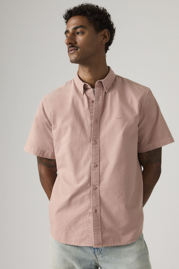 Camisa Short Sleeve Authentic Button Down - Hombre - 2XL - Rosa / Woodrose Garment Dye