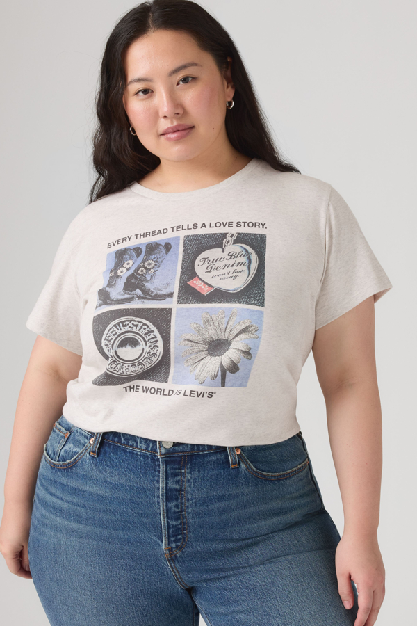 Perfect Tee (Plus Size) - Women - 4X - Grey / Archival Grid Orbit Heather Gray