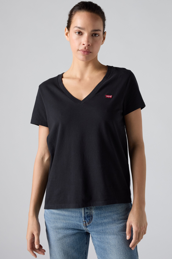 The Perfect Tee de cuello de pico - Mujer - 2XS - Negro / Caviar