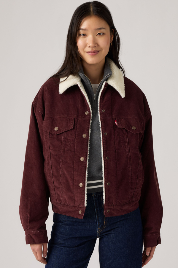 Corduroy '90s Sherpa Trucker Jacket - Mujer - L - Marrón / Sassafras