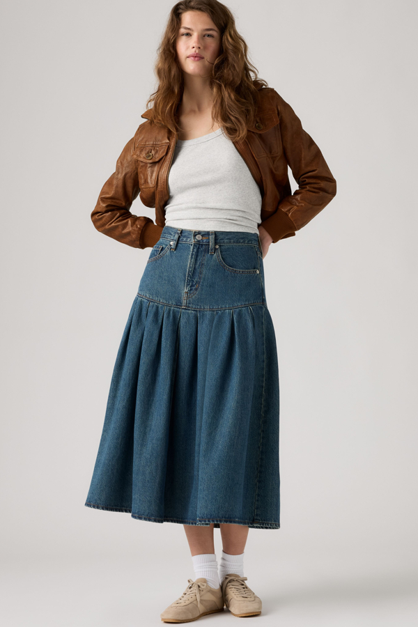 Falda Yoked Pleated - Mujer - 23 - Lavado oscuro / Claim My Heart