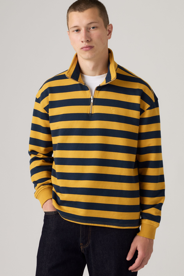 Cameron Quarter Zip Sweatshirt - Hombre - 2XL - Multi Colour / Pollard Stripe Navy Blazer