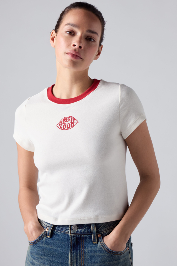 Graphic Essential Baby Tee - Women - L - White / Sing It Loud Egret / Emboldened
