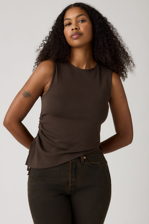 Alila Asymmetrical Sleeveless Top - Mujer - L - Brown / Java