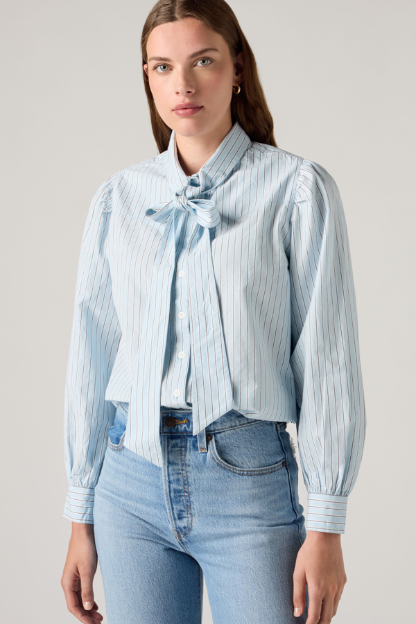 Judice Western Shirt - Mujer - L - Azul / Sherman Stripe Angel Falls Poplin