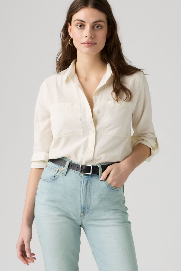Aspen Utility Long Sleeve Shirt - Mujer - L - Blanco / Egret Seersucker