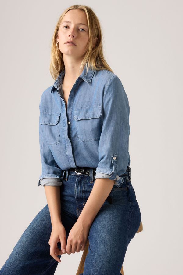 Camisa Elaine Utility Lightweight - Mujer - L - Azul / Chill Girl