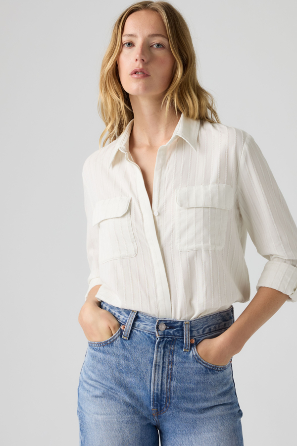 Elaine Utility Shirt - Women - L - White / Cloud Dancer Dobby