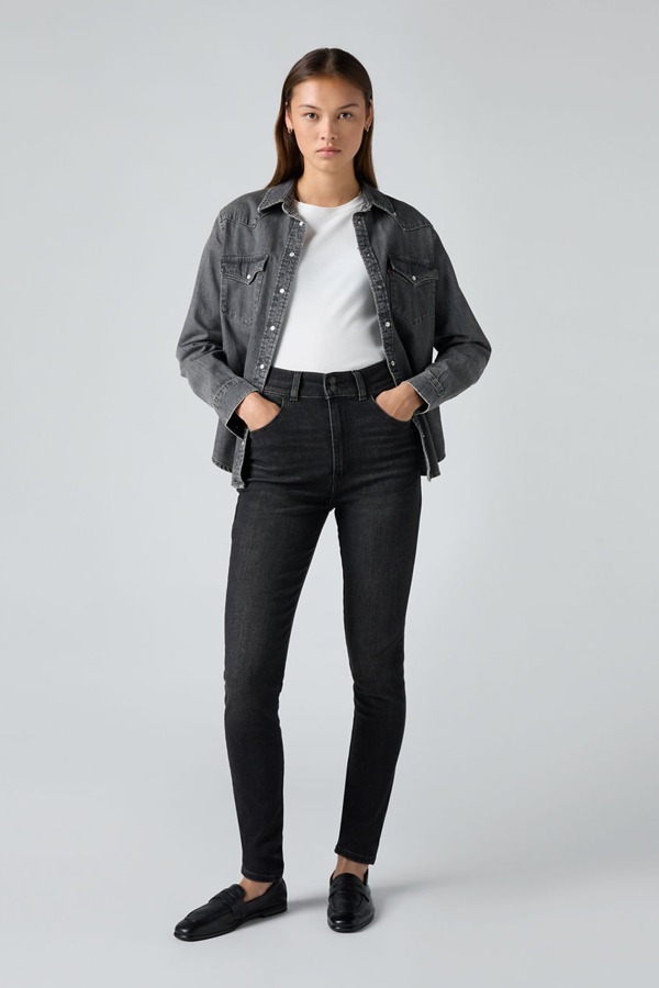 Vaqueros Skinny retro de tiro alto - Mujer - 24X32 - Negro / Real Time