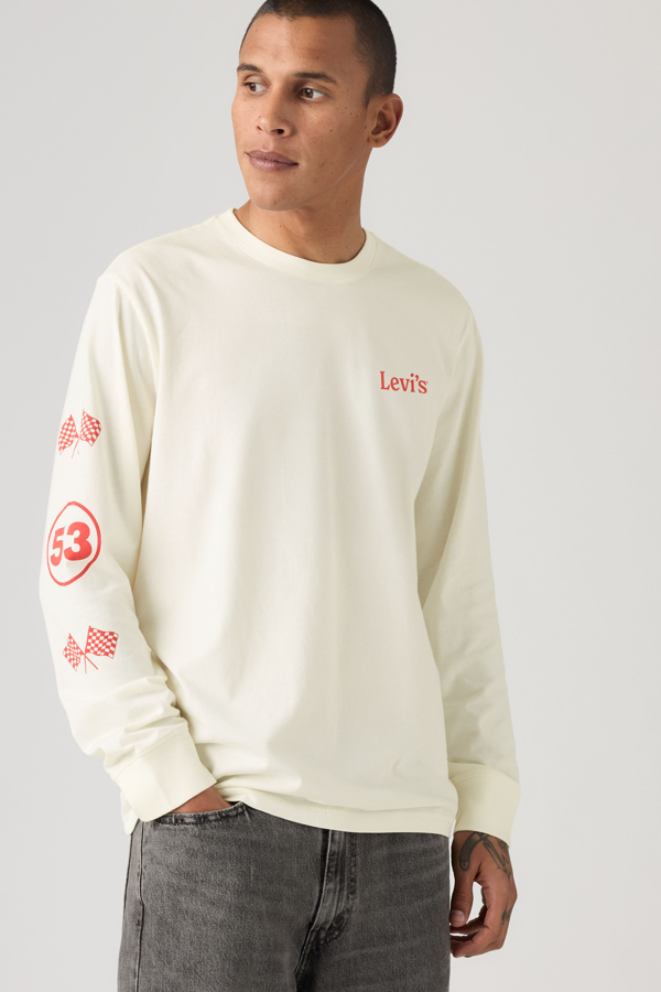 Relaxed Long Sleeve Graphic Tee - Men - 2XL - White / Legendary Speed Egret