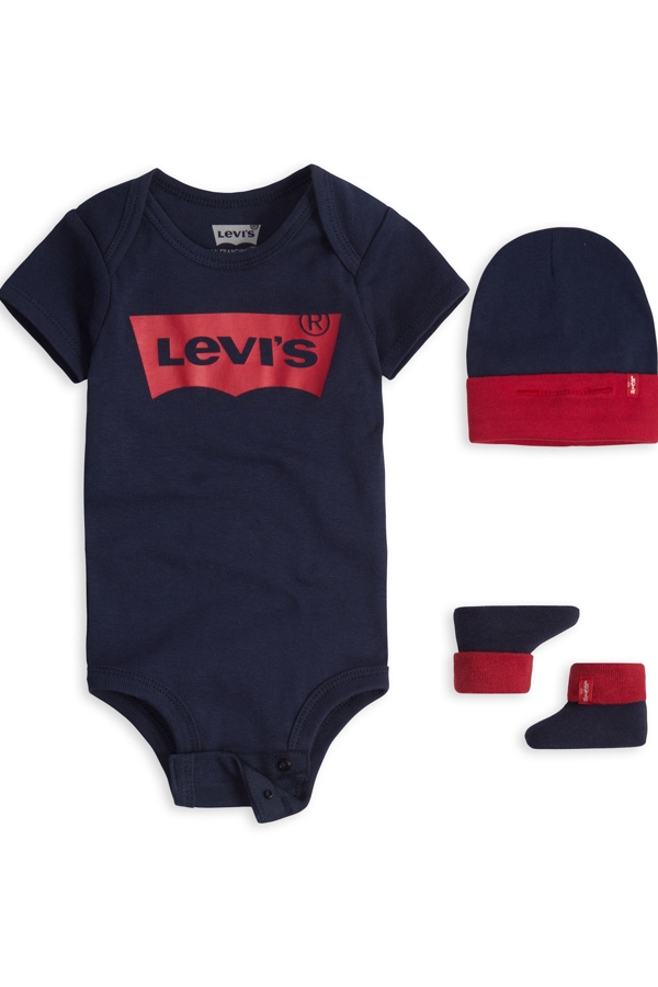 Set de petos para bebés Batwing: 3 piezas - Hombre - 6M - Azul / Dress Blues