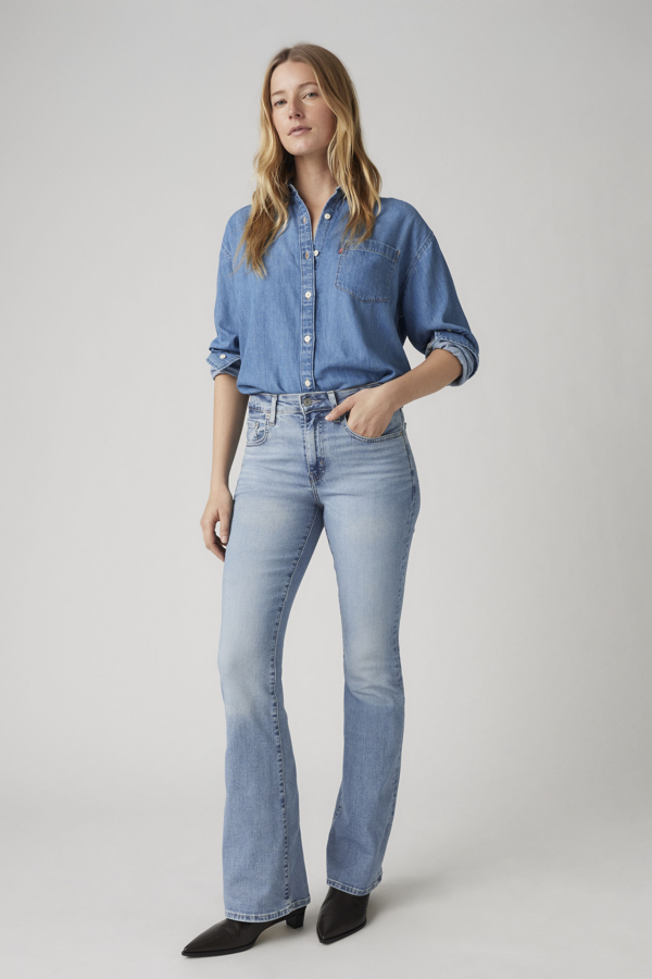 Vaqueros acampanados de tiro alto 726 - Mujer - 32X32 - Azul / Blue Wave Light