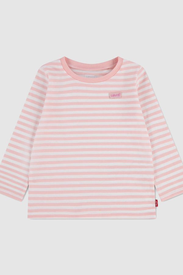 Baby Striped Long Sleeve Tee - Girls - 12M - Pink / Powder Pink
