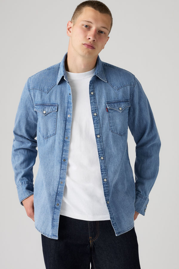 Barstow Standard Fit Western Shirt - Hombre - S - Azul / Blue Sky Mountian Light
