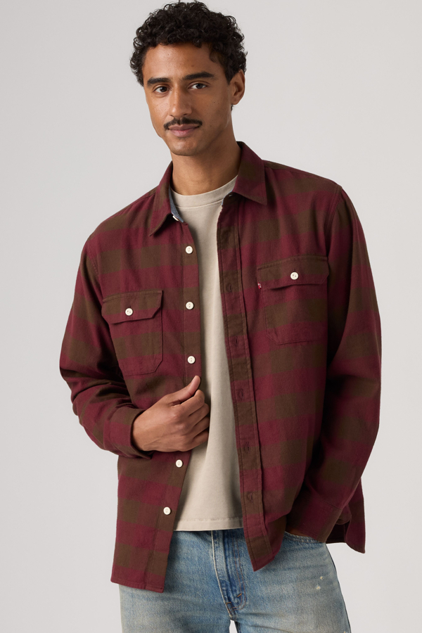 Classic Worker Overshirt - Hombre - S - Rojo / Bandurria Plaid V4 Chicory