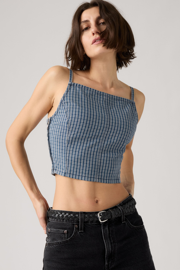 Camiseta sin mangas de cuello cuadrado - Mujer - L - Azul / Tiny Windows