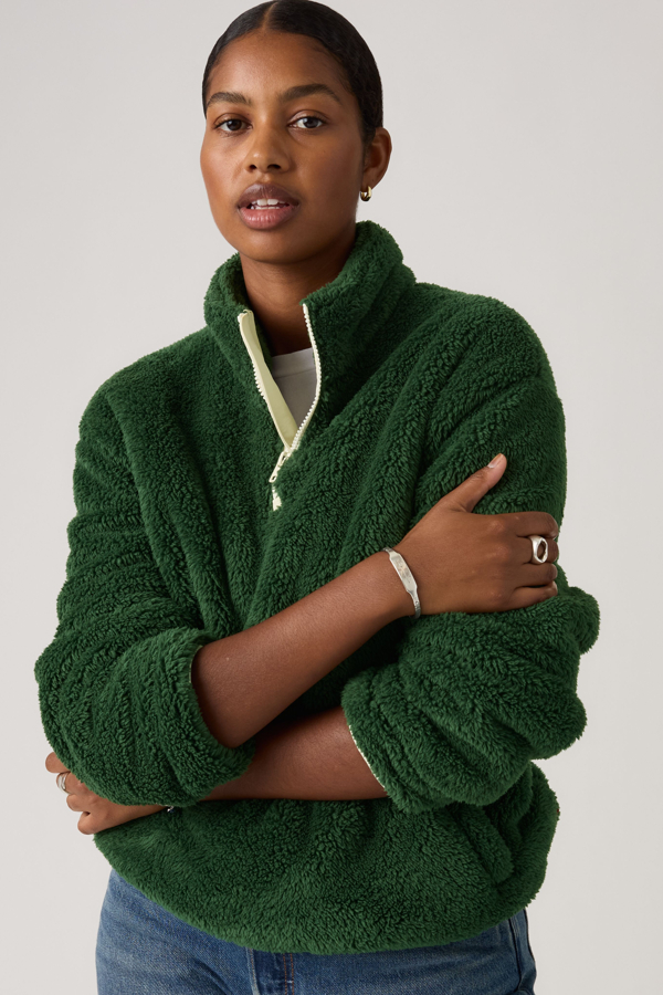 Sudadera de sherpa con cremallera de un cuarto Gemma - Mujer - L - Verde / Mountain View