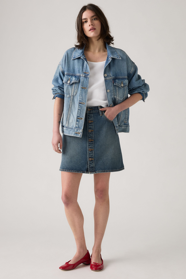 Falda Retro con botones frontales - Mujer - 23 - Azul / Eight Track Skirt