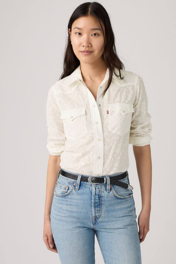 Heritage Western Eyelet Shirt - Women - L - White / Cloud Dancer