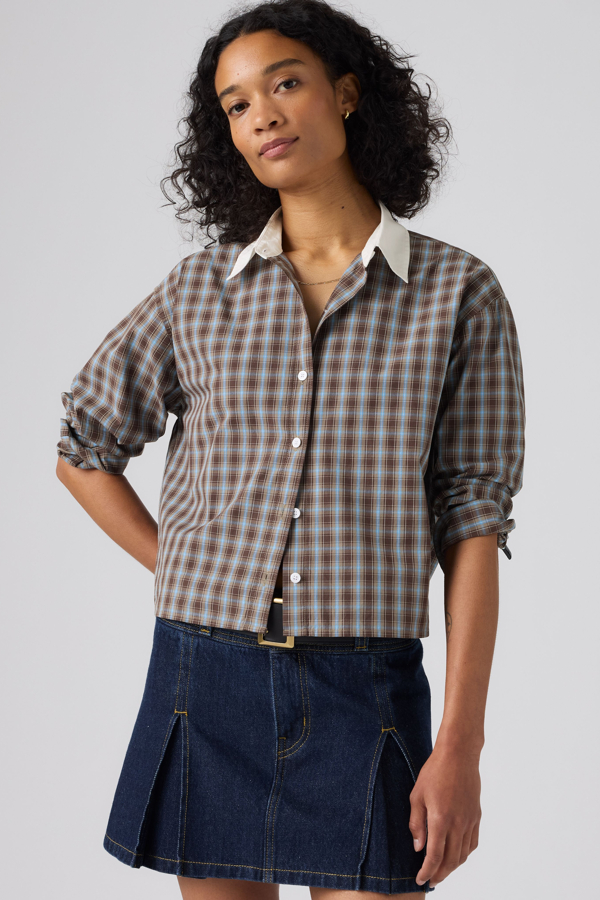 Harlie Shirt - Mujer - L - Marrón / Adelaide Plaid Fallen Rock