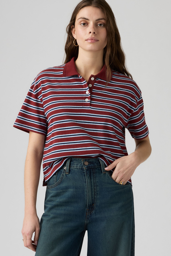 Didion Rugby Polo - Hombre - L - Red / Milano Stripe Warm Cabernet