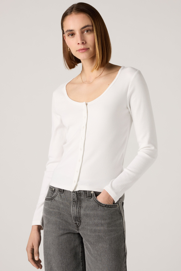 Top de manga larga Austen Button Up - Mujer - XL - Blanco / Bright White