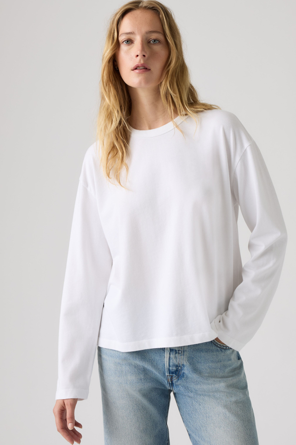 Vintage Long Sleeve Tee - Mujer - L - Blanco / Bright White