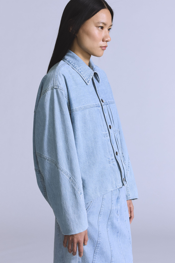 Chaqueta Trucker Lined Seamed - Mujer - L - Azul / Blue Radiant Wash