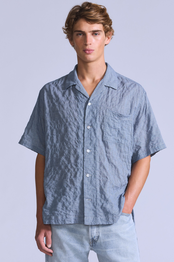 Camisa de manga corta Camp - Hombre - XL - Azul / Mini Plaid