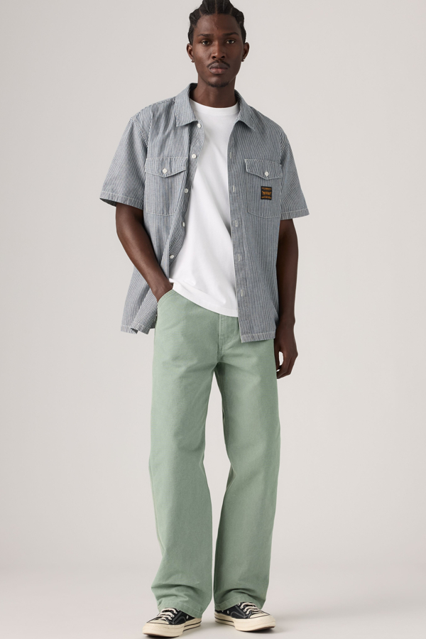 568 Loose Straight Carpenter Pants - Men - 28X30 - Green / Duo Fade Chinois Green X Trench Coat Canvas