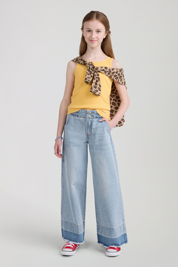 Teenager High Rise Braided Baggy Vaqueros - Girls - 10A - Neutral / Hang Up Without Destructi