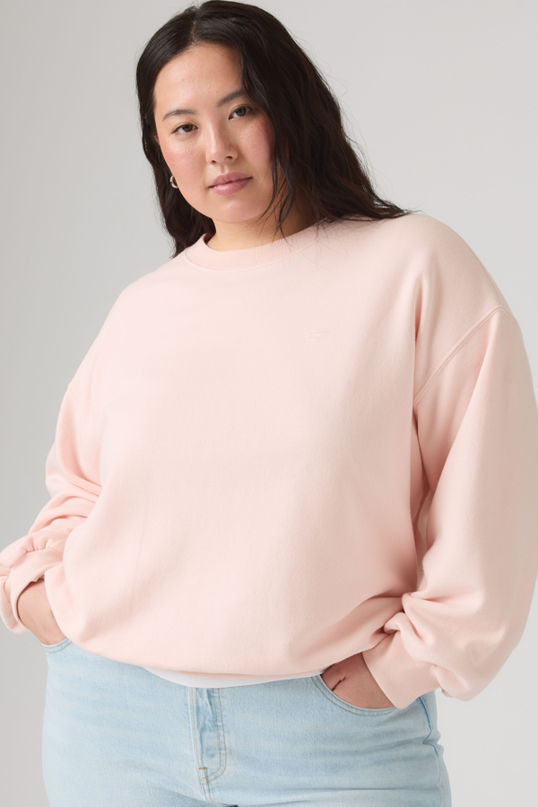 Everyday Crewneck Sweatshirt (Plus Size) - Mujer - 1X - Pink / Crystal Pink