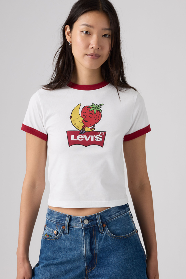 Levi's x Sky High Farm Goods Baby Ringer Tee - Mujer - L - Multicolor / X Shfu Sm Batwing Red White Black