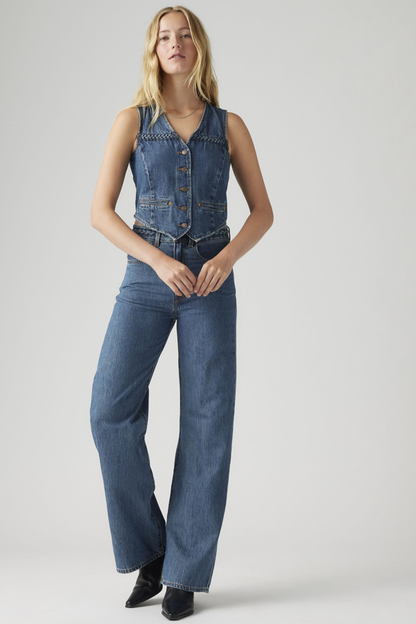 Vaqueros Ribcage de pierna ancha trenzados Lightweight - Mujer - 24X30 - Azul / Big Yikes