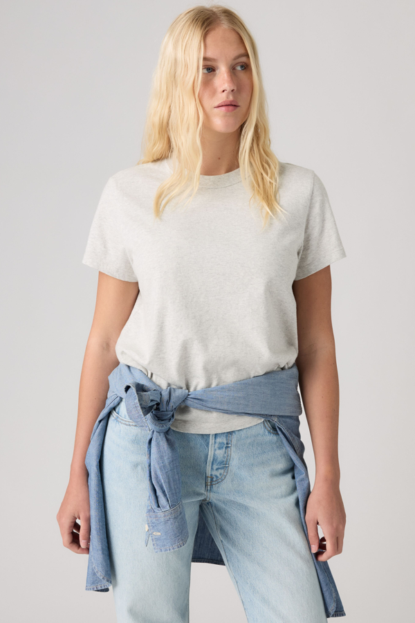 Favorite Slub Tee - Women - L - Grey / Frosty Grey Heather