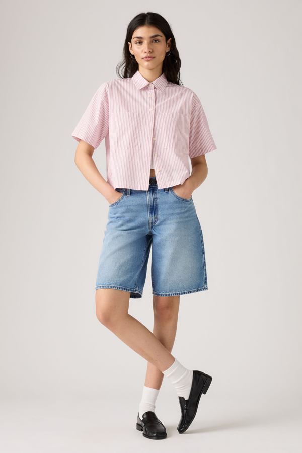 Camisa Cropped de manga corta Harlie - Mujer - 2XL - Rosa / Rachel Stripe Peachskin