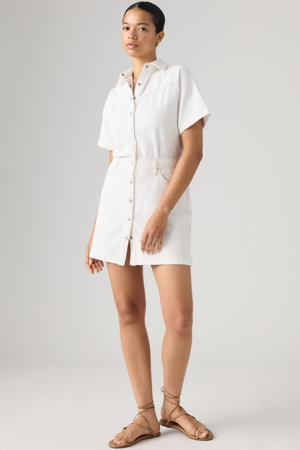 Short Sleeve Logan Western Lightweight Dress - Mujer - L - Blanco / Tooth Fairy Lightweight